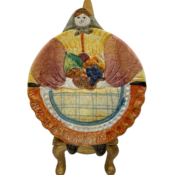 The Cellar Man and Woman Wall Ceramic Trivets Made in Italy Decor Hand Painted - Picture 3 of 10